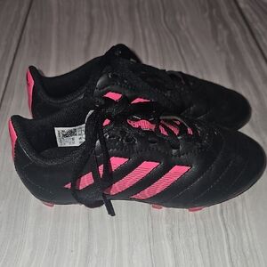 Adidas Kids Black and Pink Soccer Cleats